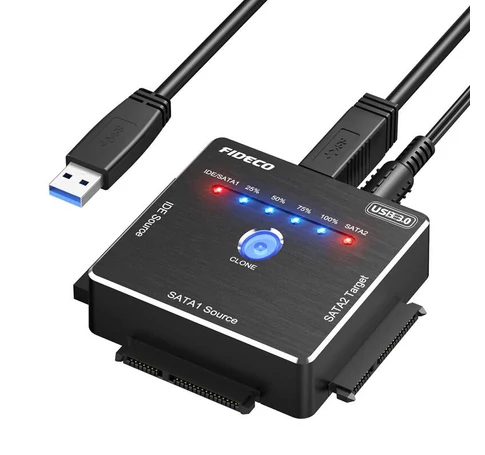 HDD/SSD Adapter Klónozási Funkcióval FIDECO PL06 (USB 3.0, SATA/IDE)