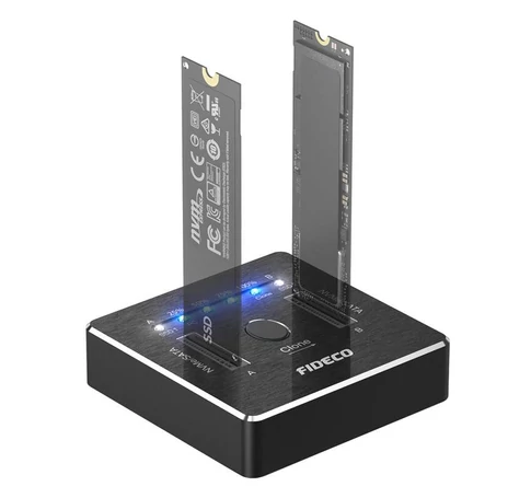 SSD M.2 NVMe/SATA 20Gbps FIDECO M2288 Dokkoló/Klonáló Állomás (USB 3.2, UASP, TRIM)