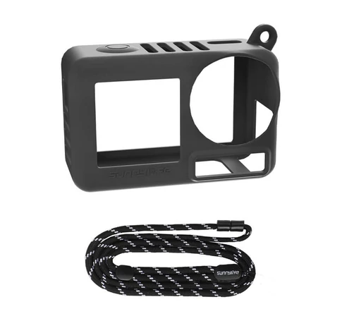 Sunnylife OA5-BHT885-D szilikon tok szíjjal az ACTION 5 PRO-hoz (fekete)