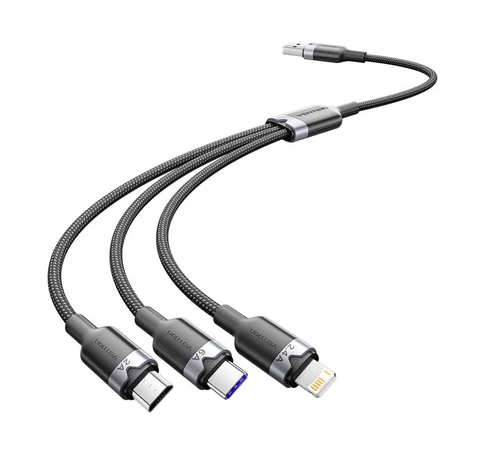 USB 2.0 A-3-in-1 6A kábel Vention CTRBG 1.5M (fekete)
