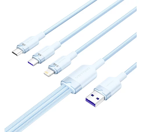 USB 2.0 A-3-in-1 6A kábel Vention CTRLG 1.5M (kék)