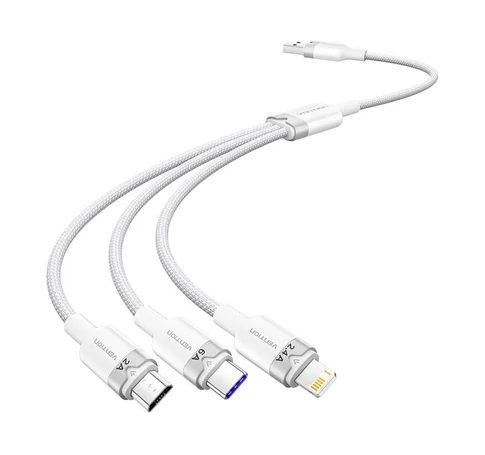 USB 2.0 A-3-in-1 6A kábel Vention CTRWG 1.5M (fehér)