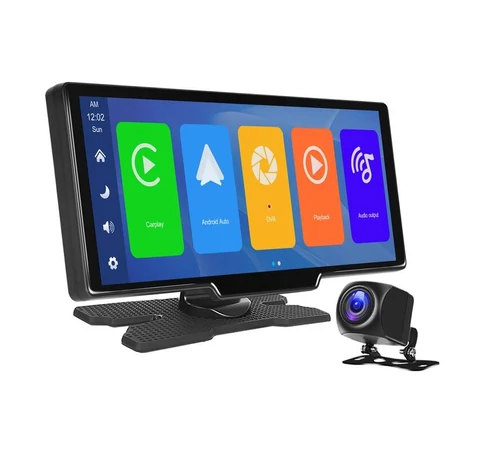 Autómonitor 9,3" Podofo A3073 Carplay&Android Auto + Első és hátsó kamera