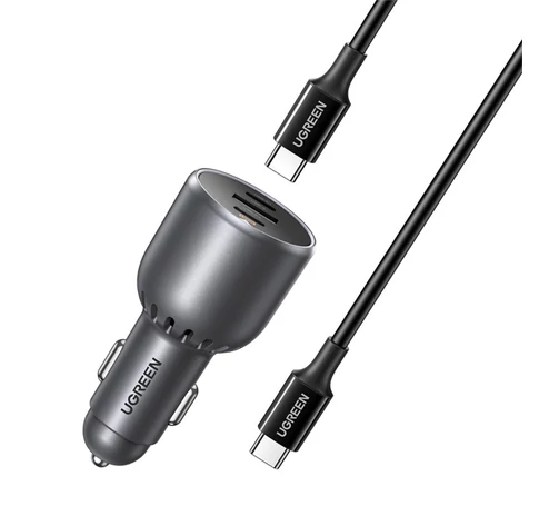 UGREEN EC705 autós töltő, USB + 2x USB-C, 130W + 1m 5A kábel