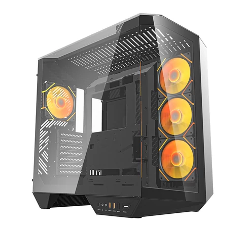 Darkflash DY470 számítógépház (fekete) + 4 ventilátor + GPU konzol
