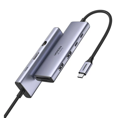 Ugreen CM498 USB-C hub, 3x USB, HDMI, VGA, RJ45, SD/TF, PD 100W