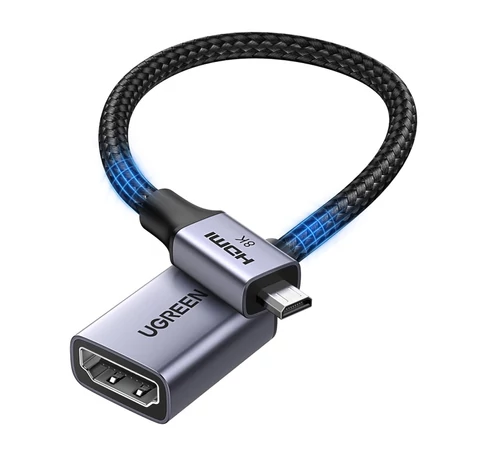 Ugreen HD182 micro HDMI HDMI HDMI kábel, 8K 60Hz, 48Gbps, 0.2m (fekete)