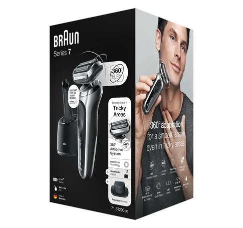 Braun Series 7 71-S7200cc Foil shaver Trimmer Black, Silver