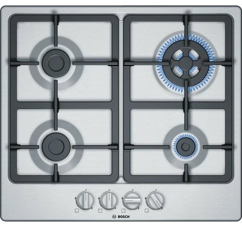 Bosch Serie 4 PGH6B5B90 hob Stainless steel Built-in 60 cm Gas 4 zone(s)