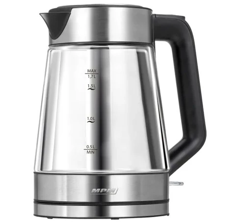 MPM MCZ-122 electric kettle 1.7 L 2200 W Black, Stainless steel