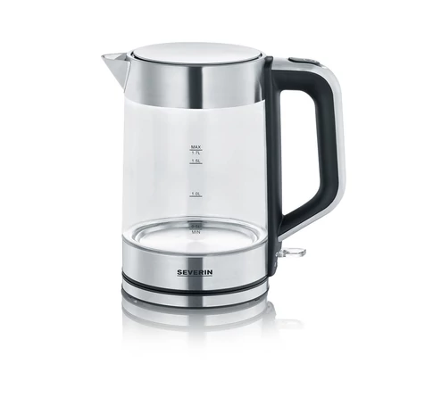 Severin WK 3420 electric kettle 1.7 L 2200 W Black, Stainless steel, Transparent