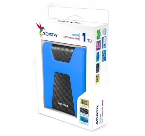 ADATA 2.5" HDD USB 3.1 1TB HD650 ütésálló, Kék