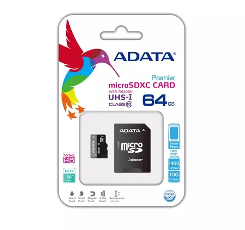 ADATA Memóriakártya MicroSDXC 64GB + UHS-I CL10 adapter (50/10)