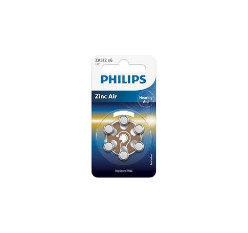 Philips ZA312B6A/00 ELEM HALLÓKÉSZHEZ CINK-LEVEGŐ 1.4V 6-BLISZTER