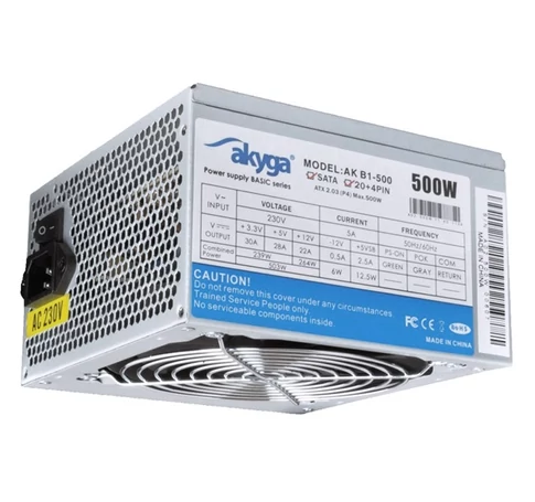 AKYGA Tápegység 500W, 12cm, 20+4