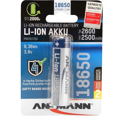 ANSMANN 18650 Li-ion 2600mAh védett akkumulátor