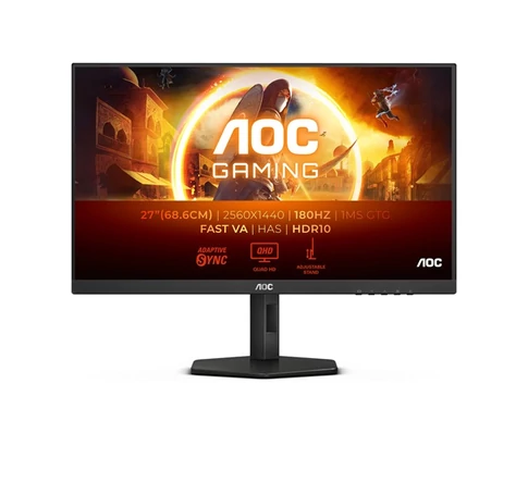 AOC Gaming 180Hz monitor 27" Q27G4XN, 2560x1440, 16:9, 300cd/m2, 0,5ms, 2xHDMI/DisplayPort, áll. mag. pivot