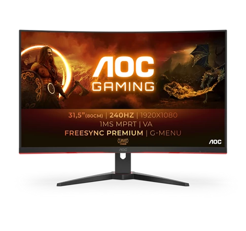 AOC Ívelt Gaming 240Hz VA monitor 31.5" C32G2ZE/BK, 1920x1080, 16:9, 300cd/m2, 1ms, 2xHDMI/DisplayPort