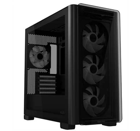 ASUS Ház A23 Plus, Tápegység nélkül, Fekete, Üvegfalú