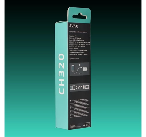 AVAX Hálózati töltő USB-A USB-C 20W, fehér