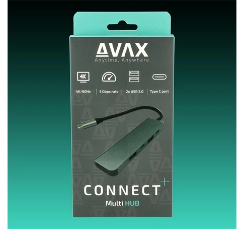 AVAX USB HUB USB-C 5in1 2xUSB3.0, USB-C, HDMI, 100W