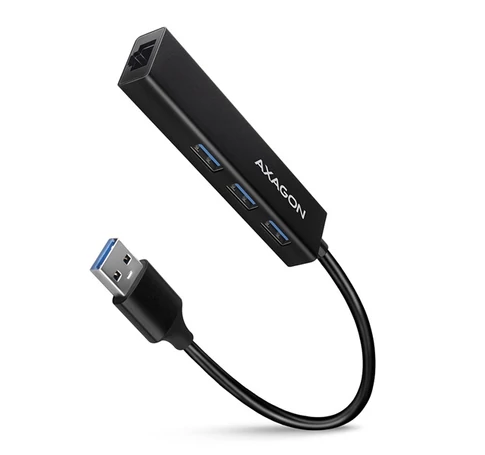 AXAGON HMA-GL3A 3 portos USB 3.2 HUB LAN csatlakozóval, fekete