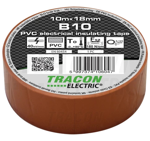 Szigetelőszalag, barna  10m×18mm, PVC, 0-90°C, 40kV/mm