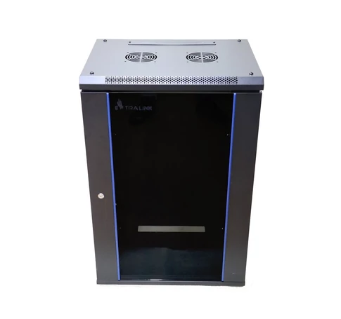 Extralink szafa wisz 19\" 15U 450mm d szklane czarna Falra szerelhető állvány Fekete