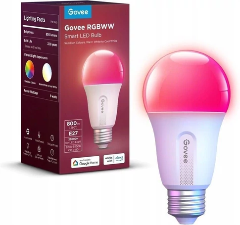 Govee H6004 Okos Izzó | RGB izzó | 800LM, 2.4GHz Wi-Fi + Bluetooth