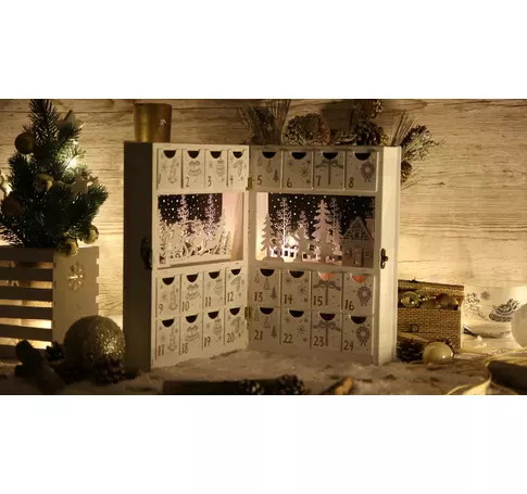 LED karácsonyi adventi kalendárium, elemes (X22050)  Timer 6+18h, 6LED, 3000K, 2xAAA