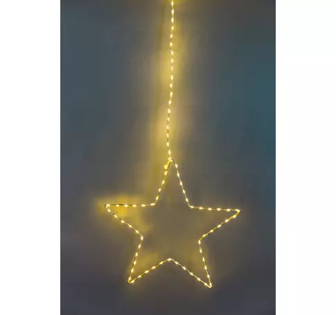 LED karácsonyi ablakdísz, csillag, elemes (X22044)  Timer 6+18h, 84LED, 3000K, 3xAA
