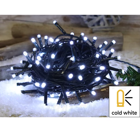 Karácsonyi fényfüzér, kültéri/beltéri (X22014)  230VAC, 2+10M, 100LED, 3,6W, 12000-13000K, IP44