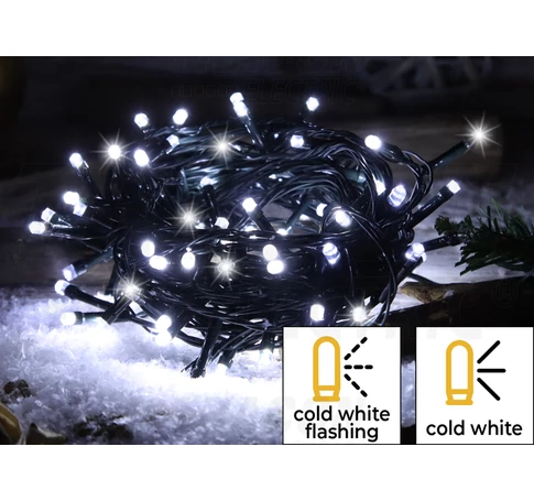 Karácsonyi sziporkázó fényfüzér, kültéri/beltéri (X22013)  230VAC, 5+50M, 500LED, 7,2W, 12000-13000K, IP44