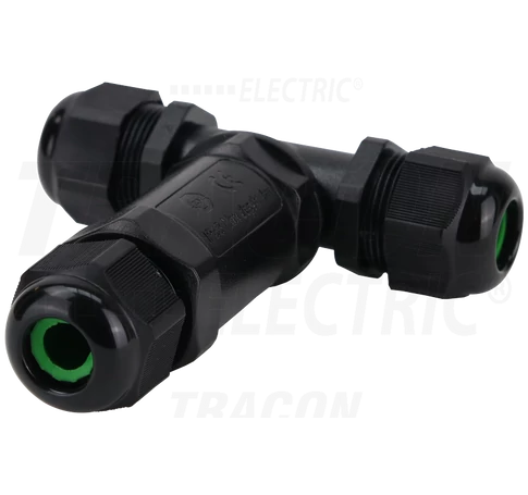 Tömítőszelencés kábeltoldó, T-elágazó  0.5-4 mm2, IP68, PC+PA6.6, 5P, 450VAC, 24A
