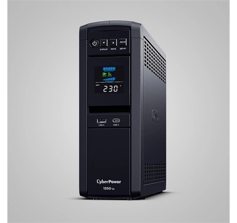 CYBERPOWER UPS gaming, 6xSCHU,2xUSB 1350VA 810W, 230V, színuszus szünetmentes tápegység,LINE-INTERAKTÍV, AVR, színes LCD