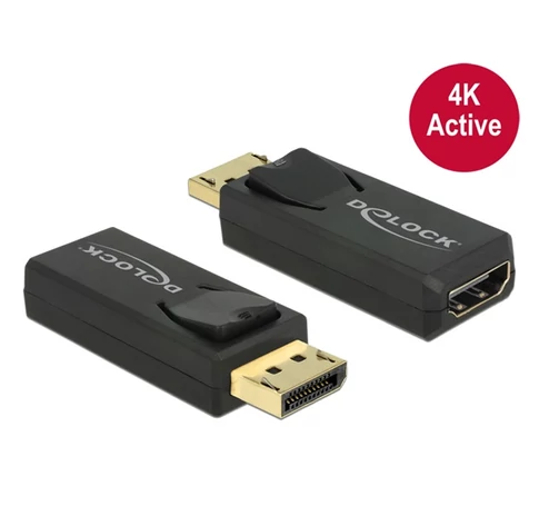 DELOCK Átalakító Displayport 1.2 male > HDMI female 4K aktív fekete