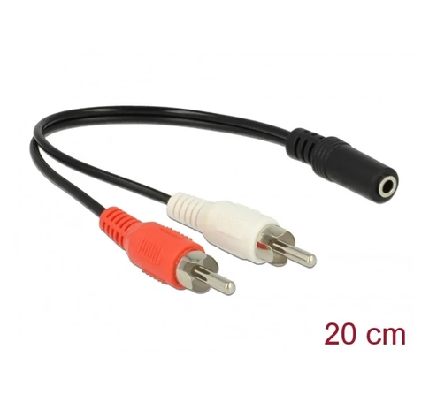 DELOCK kábel Audio 2x RCA male > 1x 3.5mm 3 pin Stereo jack 20cm