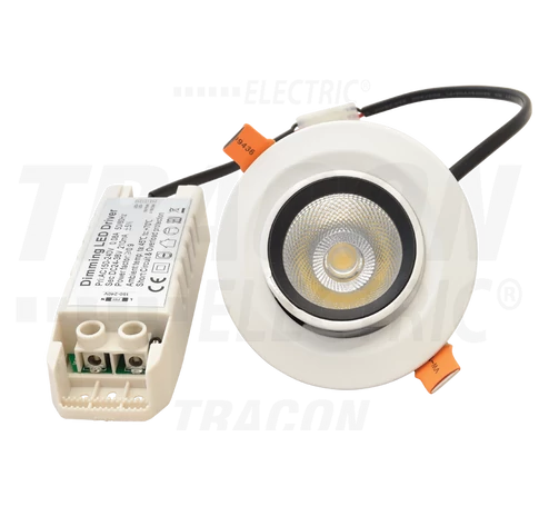 Beépíthető álmennyezeti LED lámpatest, forgatható  200-240VAC, 10 W, 800 lm, 4000 K, IP40, EEI=G