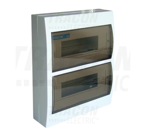 Falon kívüli elosztódoboz, füstszínű ajtóval, N/PE sínnel  2×12 (24) modul, IP40, (H×W×D=325×270×98mm)