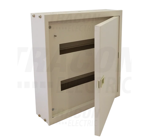 Fém elosztódoboz falon kívüli, maszkos, fehér  2×16 mod, H×W×D=455×445×110mm, IP42, RAL1013