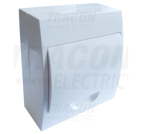 Falon kívüli elosztódoboz, fehér ajtóval, N/PE sínnel  1×8 modul, IP40, (H×W×D=200×184×95mm)