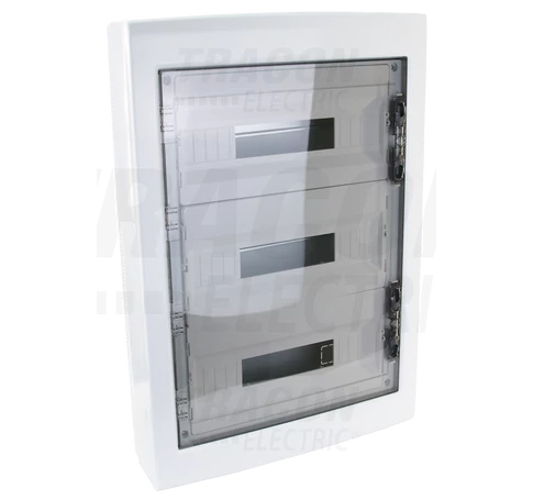 Falon kívüli elosztódoboz, füstszínű-sík ajtóval, NPE nélkül  3×18 (54) modul, IP40, (H×W×D=670×464×120mm)