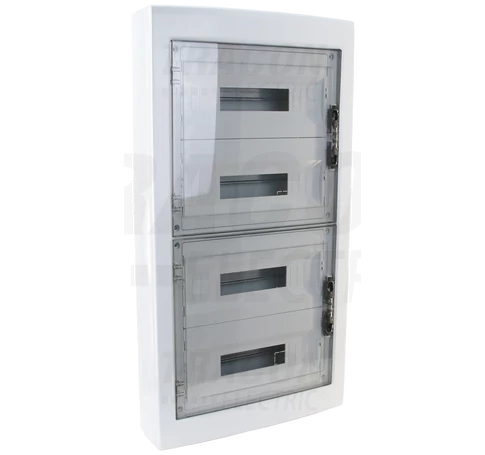 Falon kívüli elosztódoboz, füstszínű-sík ajtóval, NPE nélkül  4×18 (72) modul, IP40, (H×W×D=872×464×120mm)