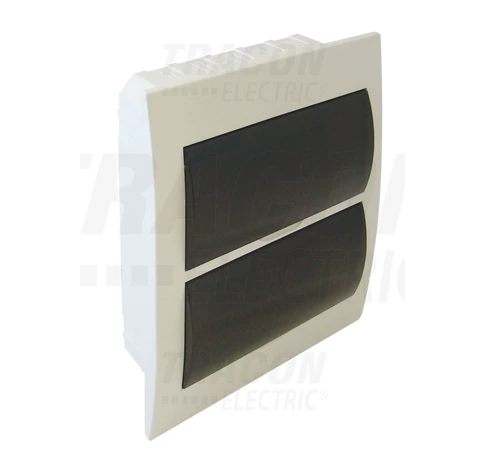 Süllyesztett elosztódoboz, füstszínű ajtóval, N/PE sínnel  2×12 (24) modul, IP40, (H×W×D=310×257×76mm)