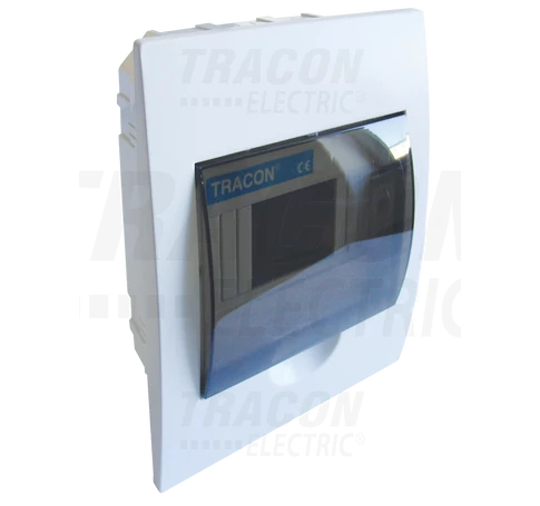Süllyesztett elosztódoboz, füstszínű ajtóval, N/PE sínnel  1×6 modul, IP40, (H×W×D=200×150×66mm)