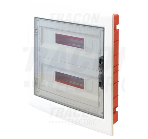 Süllyesztett elosztódoboz, füstszínű-sík ajtóval, NPE nélkül  2×18 (36) modul, IP40, (H×W×D=480×440×90mm)