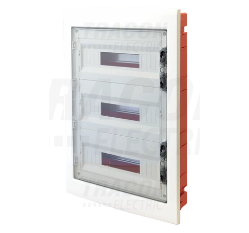 Süllyesztett elosztódoboz, füstszínű-sík ajtóval, NPE nélkül  3×18 (54) modul, IP40, (H×W×D=655×440×90mm)