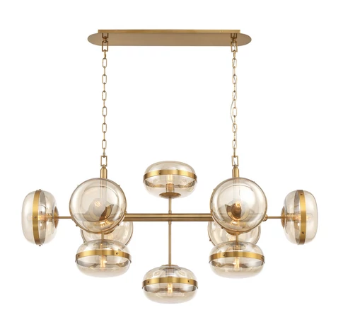 ELSTEAD Eurofase pendant light, width 1378mm, 10x E27 - ELS-QN-NOTTINGHAM-10LP-AB
