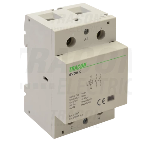 Installációs kontaktor  230V, 50Hz, 3 Mod, 2×NO, AC1/AC7a, 100A,