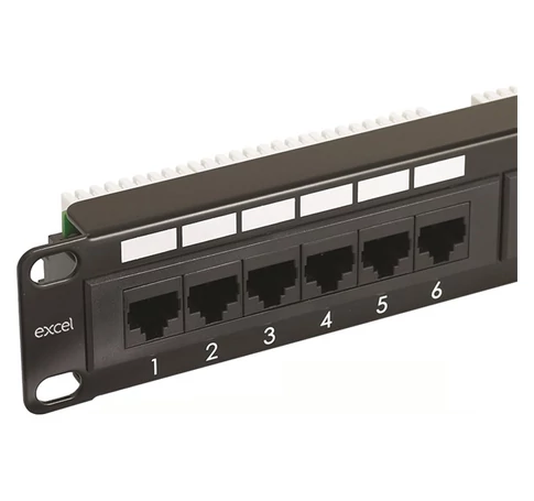 EXCEL Patch Panel Cat.6 UTP 24 portos 1U, fekete